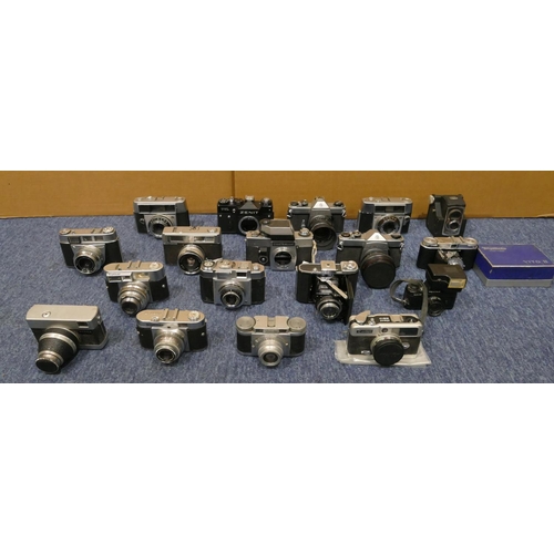 856 - 18 various cameras, including Vitomatic II, Exacta RT L 1000, Pentax Spotmatic, a Vito II 35mm (boxe... 