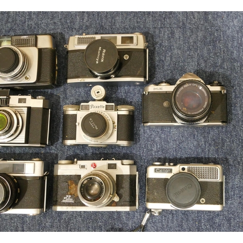 860 - 10 various cameras, including Paxette, Kodak Retina II, Ilford Sportsmaster, Minolta A5, Ricoh Auto ... 