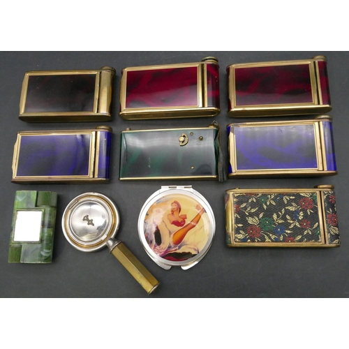 864 - 10 various gilt metal and other compacts