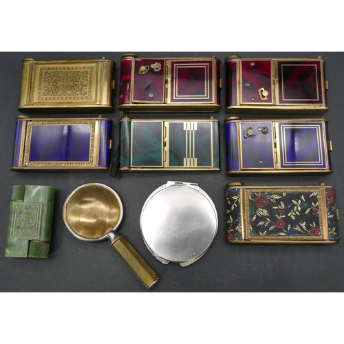 864 - 10 various gilt metal and other compacts