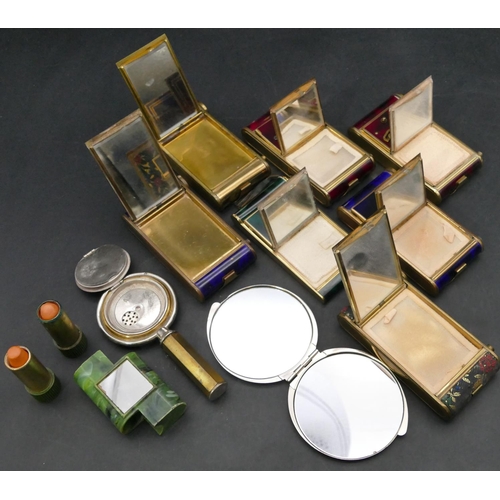 864 - 10 various gilt metal and other compacts