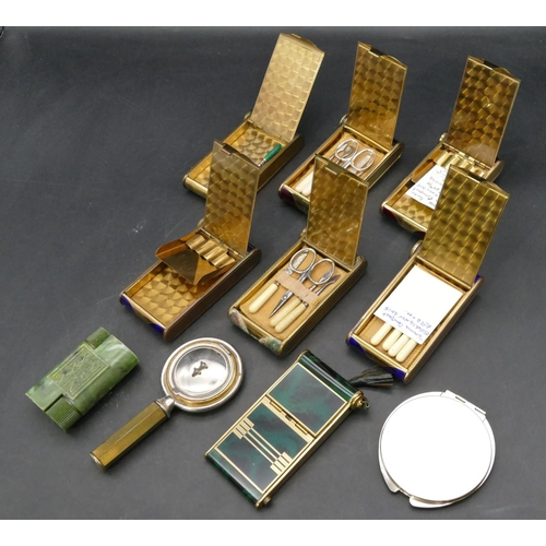 864 - 10 various gilt metal and other compacts