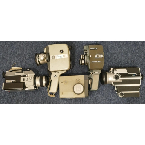 866 - A Canon 814 Super 8 Motion Picture camera, a Sankyo Super CNE660, an Agfa Movex Reflex camera, a Cro... 