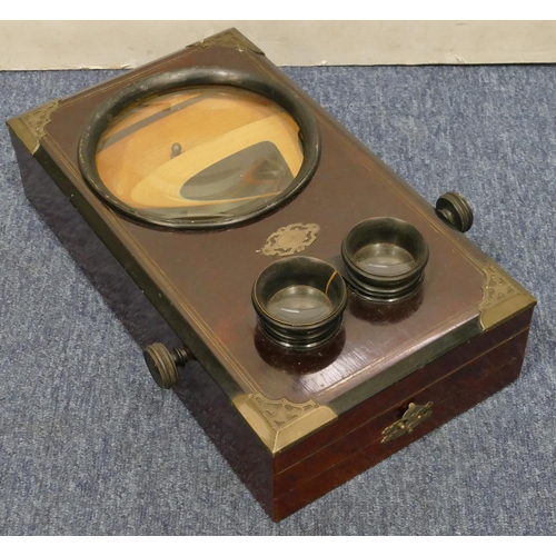 868 - A Victorian stereo graphoscope, 41cm wide, a small quantity of odd cards