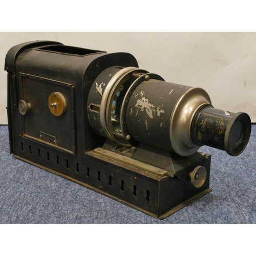 871 - An Ensign black metal magic lantern, 47cm long overall (no top cover)