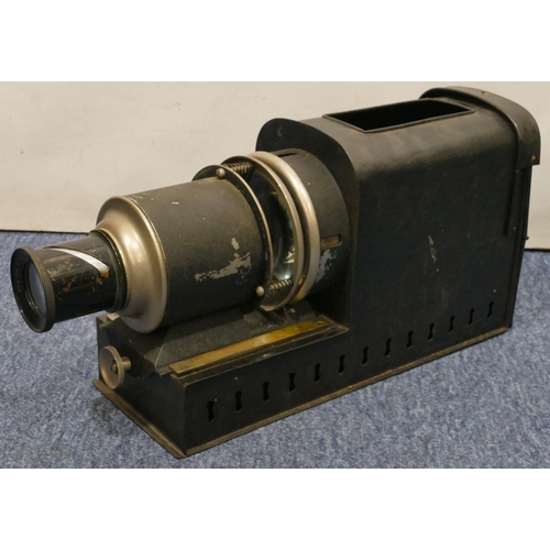 871 - An Ensign black metal magic lantern, 47cm long overall (no top cover)