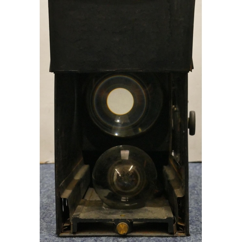 871 - An Ensign black metal magic lantern, 47cm long overall (no top cover)