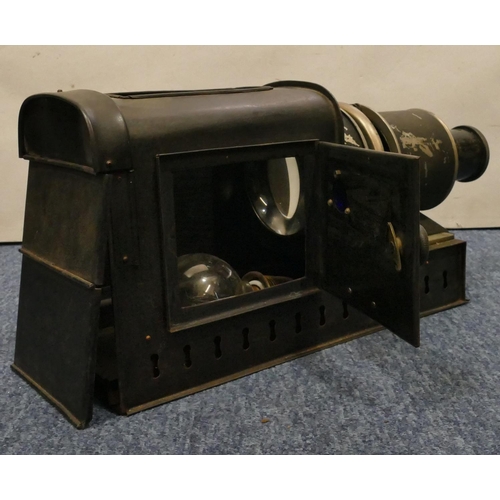 871 - An Ensign black metal magic lantern, 47cm long overall (no top cover)