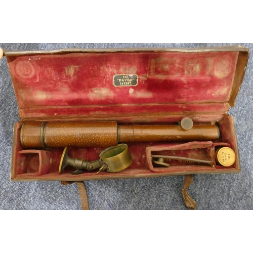 880 - A Davon pattern brass and leather bound telescope 