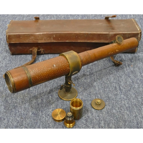 880 - A Davon pattern brass and leather bound telescope 