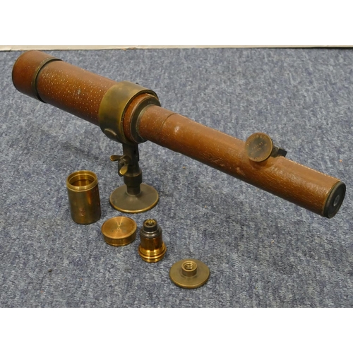 880 - A Davon pattern brass and leather bound telescope 