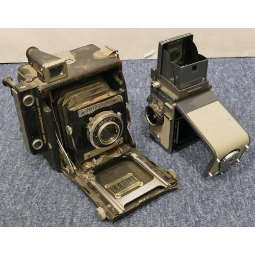 911 - A Yoshica 44 Copal-V camera, a Graphex Speed Graphic folding camera (2)