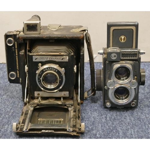 911 - A Yoshica 44 Copal-V camera, a Graphex Speed Graphic folding camera (2)