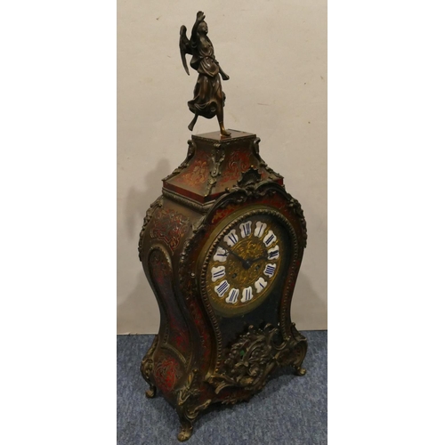 939 - A 19th Century Boulle 8-day striking mantel clock with angel motif to top, gilt dial with raised and... 