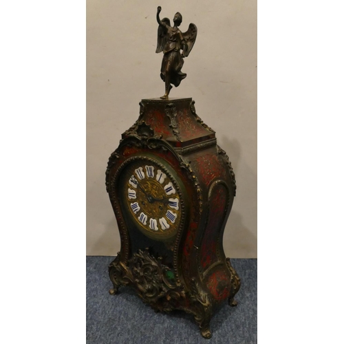 939 - A 19th Century Boulle 8-day striking mantel clock with angel motif to top, gilt dial with raised and... 