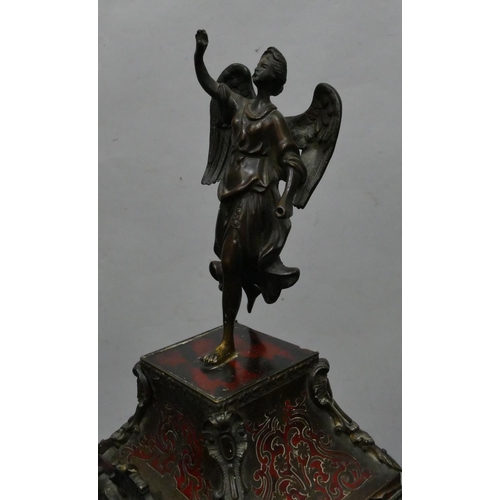 939 - A 19th Century Boulle 8-day striking mantel clock with angel motif to top, gilt dial with raised and... 