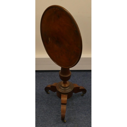 963 - A 19th Century mahogany round tilt-top occasional table on bulbous stem and 3 splayed legs with bras... 