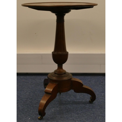 963 - A 19th Century mahogany round tilt-top occasional table on bulbous stem and 3 splayed legs with bras... 