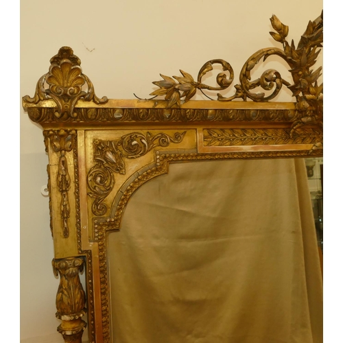 966 - A 19th Century gilt large over-mantel mirror with allover raised shell, leaf and scroll decoration a... 