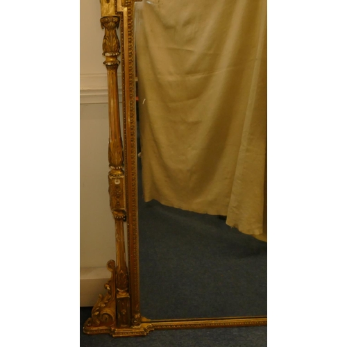 966 - A 19th Century gilt large over-mantel mirror with allover raised shell, leaf and scroll decoration a... 