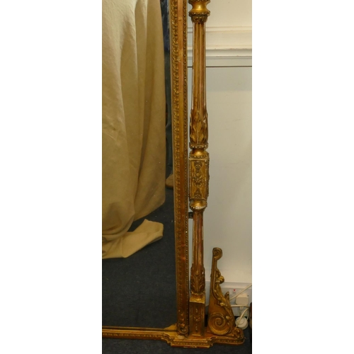 966 - A 19th Century gilt large over-mantel mirror with allover raised shell, leaf and scroll decoration a... 