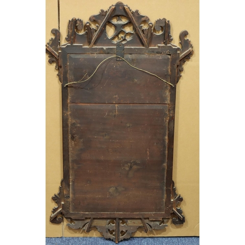 972 - A George III mahogany Chippendale style wall mirror with carved gilt and bird motif and inner rim, 9... 