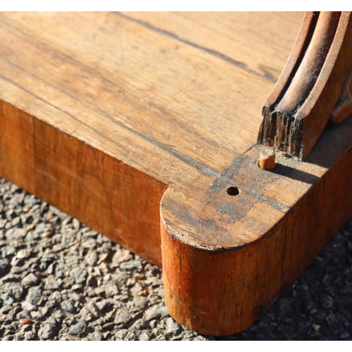 976 - A 19th Century rosewood console table with mirrored back, scroll supports (1 scroll foot missing), 6... 