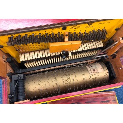 885 - Faventia, Barcelona, mid-20th Century miniature barrel cylinder musical box in the form of an organ,... 