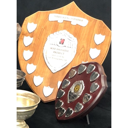 8089 - A quantity of various silver plated school trophies, shields etc awarded to former Notre Dame School... 