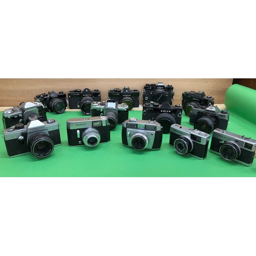 8119 - A quantity of various cameras including Praktica, Cosina, Edixa, Olympus etc. (14)