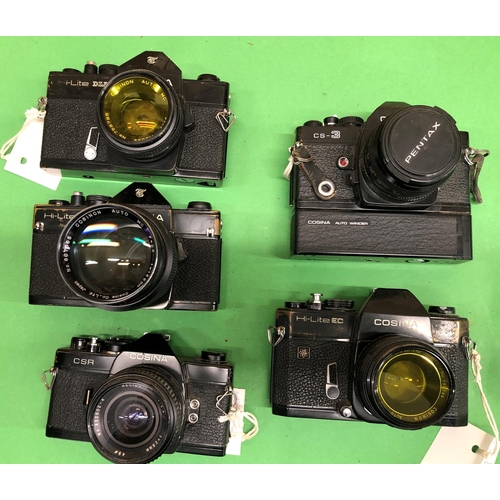 8119 - A quantity of various cameras including Praktica, Cosina, Edixa, Olympus etc. (14)