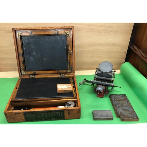 8153 - A portable printing block press and a cased printing block, inks  etc.