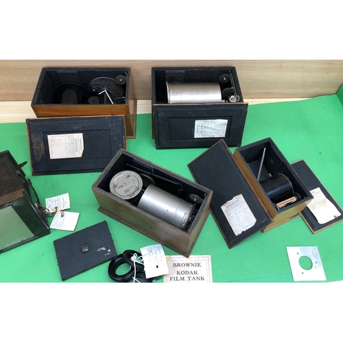 8156 - A Gaumont & Cie Paris plate camera and various Kodak film tanks etc.