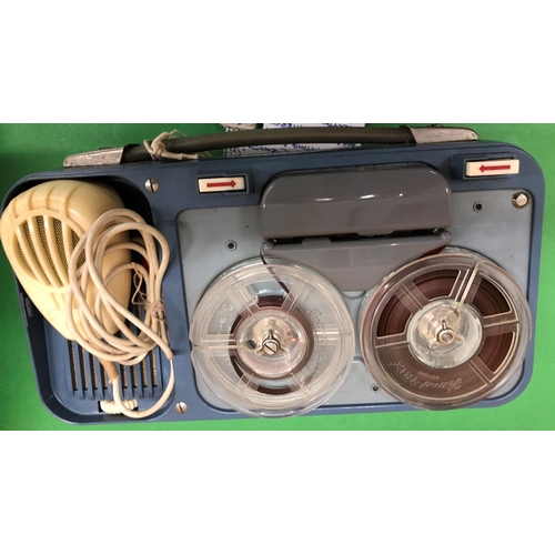 8162 - Minolta mini 35 slide projector in case, a Clarion reel to reel dictation machine in case and a Gelo... 