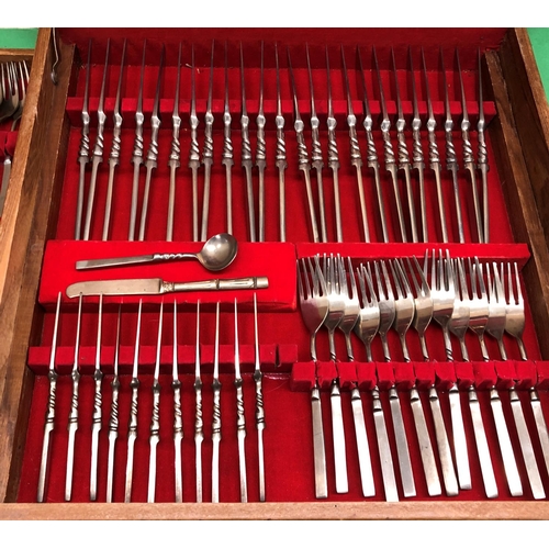 8163 - A canteen of cutlery, 12 knives, 12 steak knives, 11 small knives, 1 butter knife, 12 large forks, 1... 