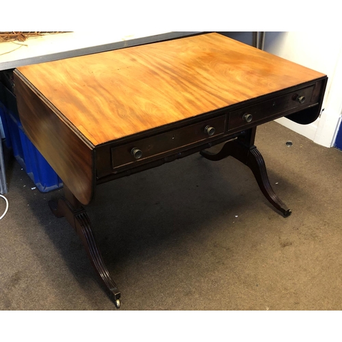 8176 - A 19th Century mahogany sofa table with 2 dummy drawers to reverse, 140cm wide open, 97.5cm wide clo... 