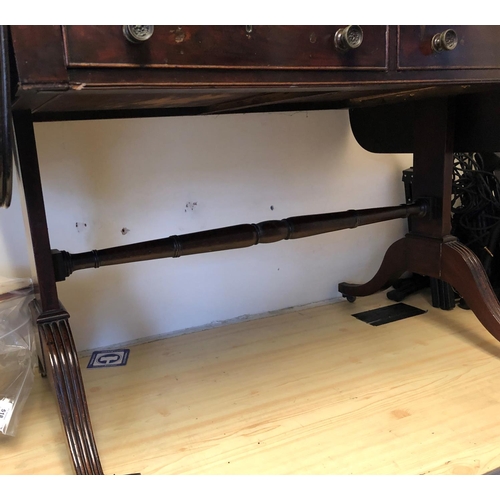 8176 - A 19th Century mahogany sofa table with 2 dummy drawers to reverse, 140cm wide open, 97.5cm wide clo... 