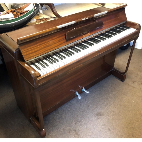 8179 - Kemble Minx (Harrods) mahogany upright piano 134cm wide, 53cm deep, 89cm high.