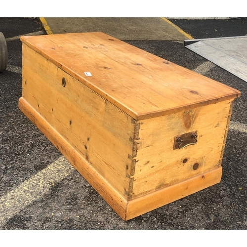 8013 - A pine blanket box with later pine hinged lid, 94cm wide, 45cm deep, 37cm high. This Lot is not held... 