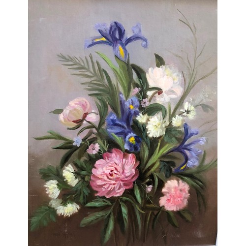 8187 - 4 Nan Parker oils depicting flowers, all framed.