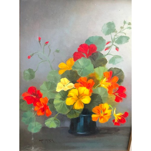 8187 - 4 Nan Parker oils depicting flowers, all framed.