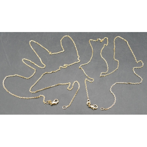 408 - A gold plated chain, 59cm long and another gold plated chain, 50cm long, (2)