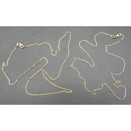 408 - A gold plated chain, 59cm long and another gold plated chain, 50cm long, (2)