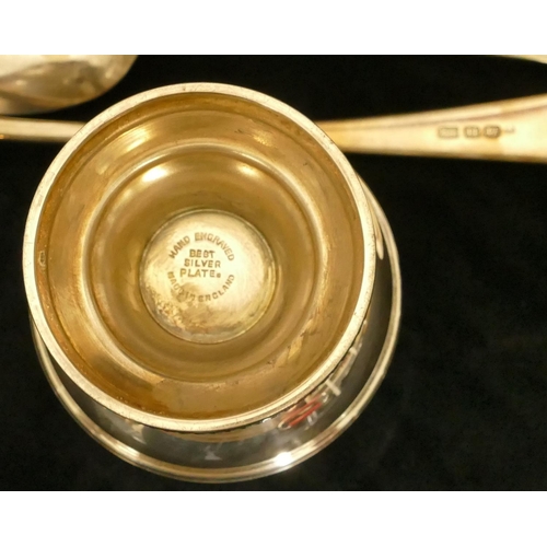 287 - Edward, Glasgow, 6 place setting silver plated rat tail flatware service, comprising of soup ladle, ... 