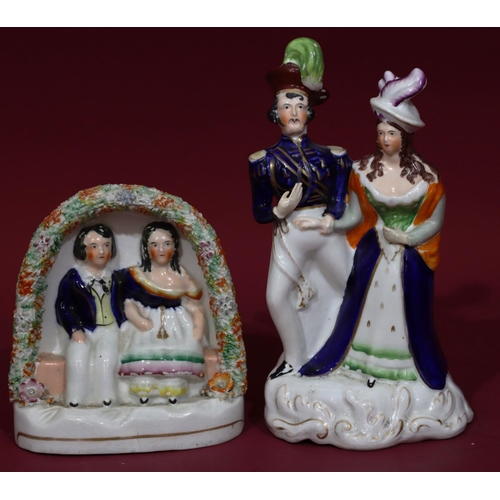 110 - A 19th Century Staffordshire group of royal children in arbour, 23cm high and a 19th Century Staffor... 