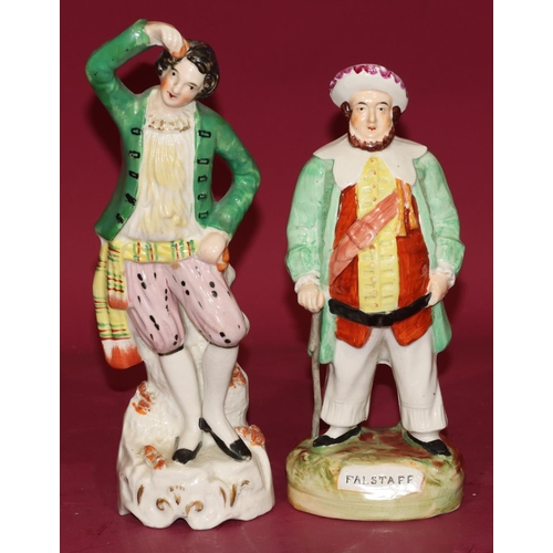 113 - A 19th Century Staffordshire theatrical figure depicting Albrecht Dancing, 26cm high and a 19th Cent... 