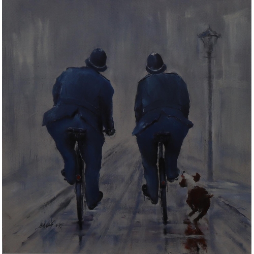 136 - A pair of signed limited edition coloured prints of policemen, indistinctly signed 
