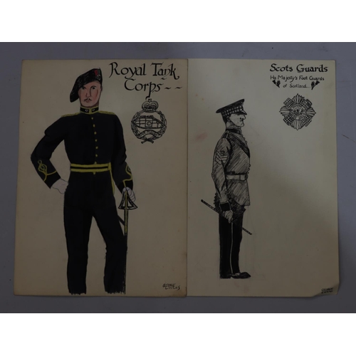 151 - George Ewens, 11 military watercolour sketches 