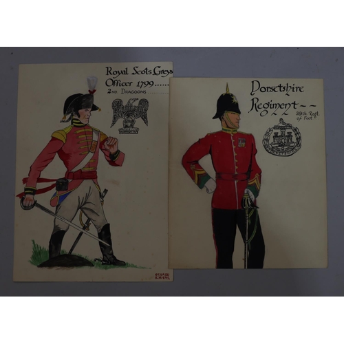 152 - George Ewens, 10 military watercolour sketches 