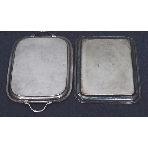 203 - A Mappin & Webb silver plated rectangular shaped tray with engine turned decoration, 46cm wide, a si... 